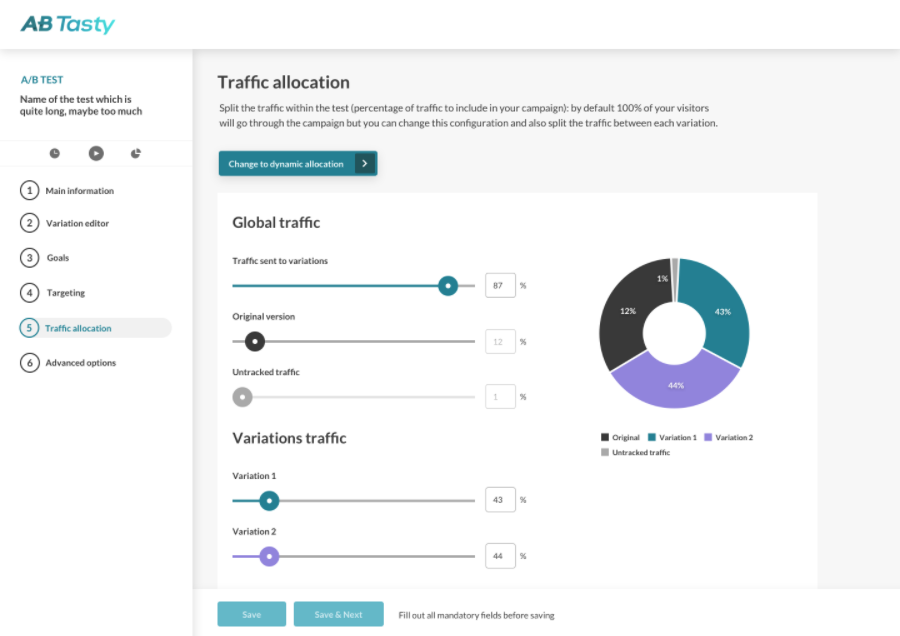 AB Tasty dynamic traffic allocation bayesian