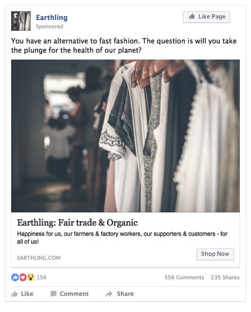 Dummy Facebook Ad targeting Psychographic data